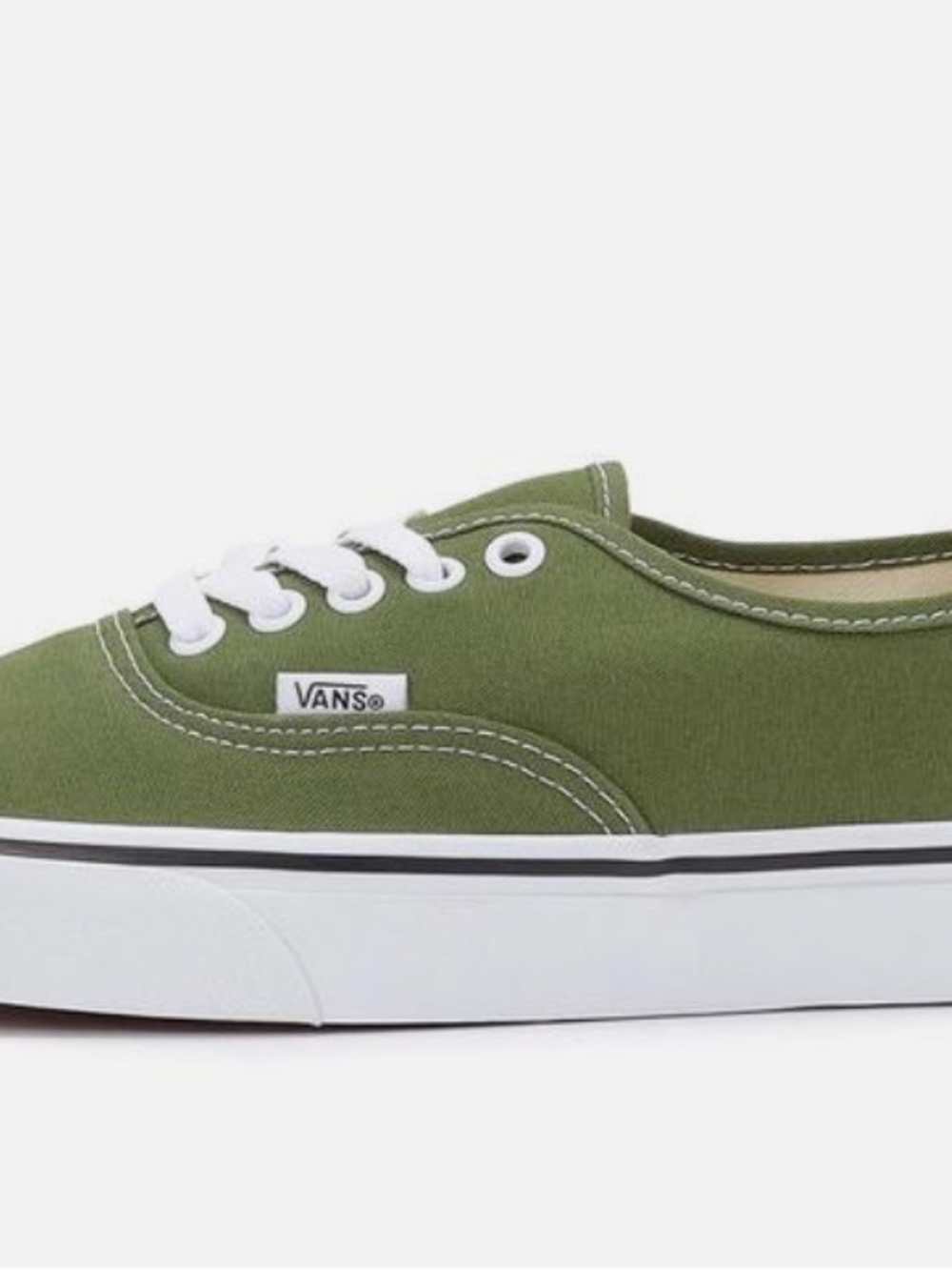 Vans Olive Green Canvas Low-Top Sneakers with White Laces